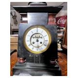 ANTIQUE MARBLE MANTLE CLOCK WITH EGYPTIAN