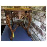 SOLID WOOD OCCASIONAL TABLE WITH CARVED SCENE