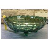 VINTAGE BLUE CARNIVAL GLASS FOOTED BOWL; INDIANA
