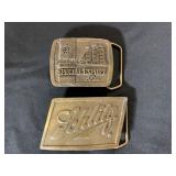 (2X) METAL ADVERTISING BELT BUCKLES -