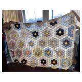 VINTAGE QUILT TOP - GRANDMOTHER'S FLOWER