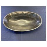 SILVER-TONE OVAL TRAY, POSSIBLY PEWTER