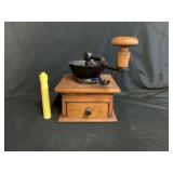 VINTAGE CAST IRON & WOOD COFFEE GRINDER