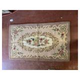 VINTAGE PUNCH-TYPE AREA RUG - TAUPE, ROSE & GREEN