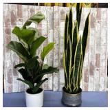 (2X) FAUX PLANTS IN PLANTERS - 1 CERAMIC, 1 TIN
