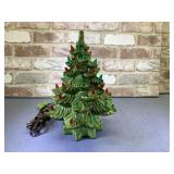 CERAMIC CHRISTMAS TREE WITH LIGHTED BASE