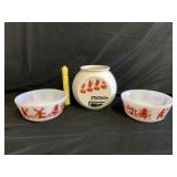 (3 PCS) 2 HAZEL ATLAS MILK CLASS CEREAL BOWLS