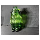 VINTAGE MR PEANUT GREEN GLASS CANISTER; 13' TALL