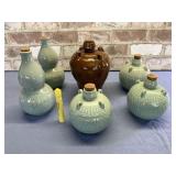 (6 PCS) ANTIQUE CHINESE RICE WINE BOTTLES -