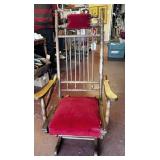 VINTAGE WOODEN SPINDLE BACK PLATFORM ROCKER