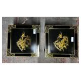 (2X) LAQUERED ORIENTAL TABLES WITH PAINTED TOP