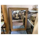 NATURAL WOOD FRAMED WALL MIRROR; 33.5' X 49.5'
