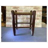 SMALL WOOD STOOL WITH WOVEN SEAT MADE BY