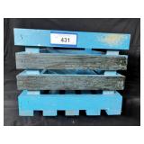 TURQUOISE & BLACK PAINTED WOOD CRATE