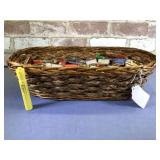 OVAL BASKET WITH ASSORTED VINTAGE MATCHBOOKS