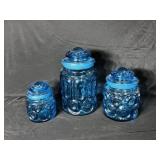 (3 PCS) VINTAGE MOON & STAR BLUE CANISTER SET