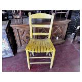 YELLOW PAINTED VINTAGE LADDERBACK SLAT-SEAT