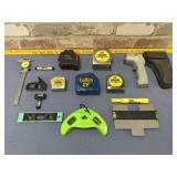BOX LOT: ASSORTMENT OF MEASURING TAPES & DEVICES