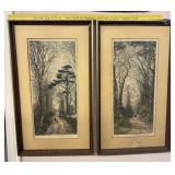 (2 PCS) FRAMED & MATTED VINTAGE PRINTS BY