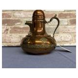 VINTAGE MIDDLE EASTERN COPPER & BRASS TEA POT;