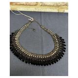 VINTAGE CLEAR & BLACK STONE CHOKER NECKLACE