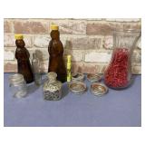 BOX LOT: ASSORTED JARS, VASE, CANNING LIDS