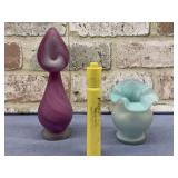 (2 PCS) FROSTED ART GLASS VASES