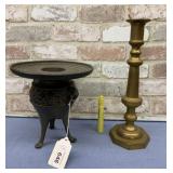 (2X) BRASS CANDLESTICK, 13.5' & BRONZE VASE