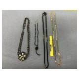 (4 PCS) BEADED NECKLACES - CLEAR BEADED ONE IS
