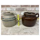 (2X) VINTAGE CROCKS WITH LIDS