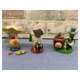 (3 PCS) VINTAGE WOODEN FOLK ART FIGURES &