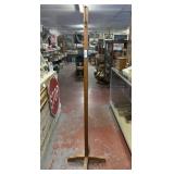 WOOD HALL TREE WITH METAL HOOKS