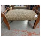 VINTAGE WOODEN BENCH WITH UPHOLSTERED SEAT