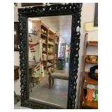 LARGE ORNATE FRAMED BEVELED WALL MIRROR