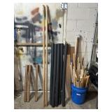 GROUP LOT: BUCKET & BOX OF ASSORTED WOOD,