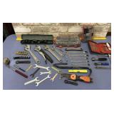 BOX LOT: ASSORTED TOOLS: SOCKET SETS, ADJUSTABLE