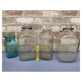 4 VINTAGE JARS - 2 GALLON MILK JARS,