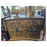 LARGE CARVED DECORATOR CABINET/SIDEBOARD