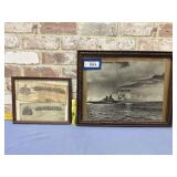 (2 PCS) VINTAGE FRAMED ITEMS - 1 USS MISSOURI