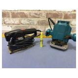 TUB LOT: MAKITA ROUTER & BLACK & DECKER SANDER