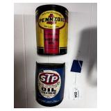 (2 PCS) VINTAGE OIL CANS CUT IN HALF FOR WALL ART