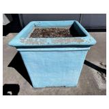 TURQUOISE PAINTED LARGE CONCRETE PLANTER