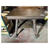 ANTIQUE OAK CLAW FOOT LAMP / CENTER TABLE