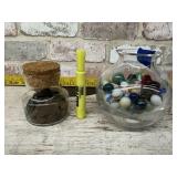 (2 PCS) JARS WITH MARBLES & COINS