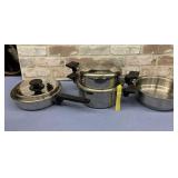 (2 PCS) STAINLESS COOKWARE  SKILLET WITH DOME