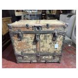 ANTIQUE FLAT-TOP STEAMER TRUNK