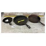 (3 PCS) VINTAGE CAST IRON SKILLETS -