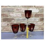 (8 PCS) RUBY RED WATER GOBLET  - DURAND GOTHIC