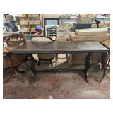 LARGE DARK WOOD HALL / SOFA TABLE WITH TRESTLE-