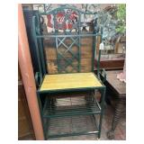 GREEN PAINTED IRON & WOOD BAKER'S RACK